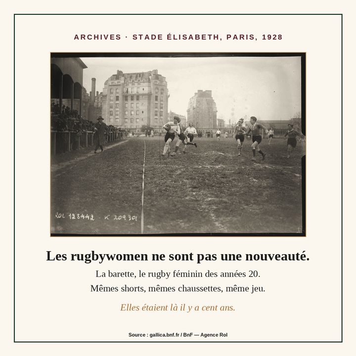 Archives : les rugbywomen, stade Élisabeth 1928.
